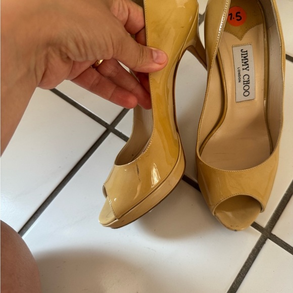 Jimmy Choo Peep Toe Tan leather heels - Picture 14 of 16